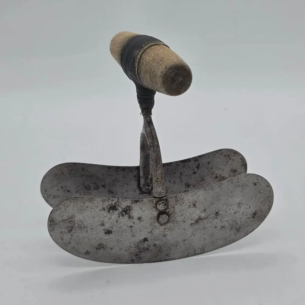 Antique Double Blade Rocking Food Chopper Mezzaluna Primitive Kitchen Tool 8